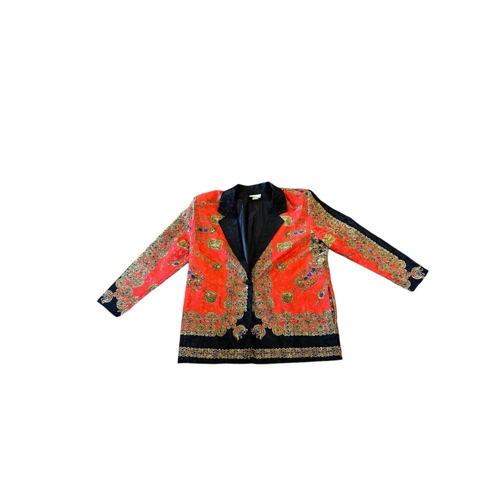 Vtg USA Made Jordana Jewl Pocket Watch Chain Themed Blazer Jacket L POCKETS!